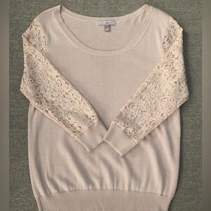 Roz & Ali Lace Sleeved Sweater Dusty Pink M